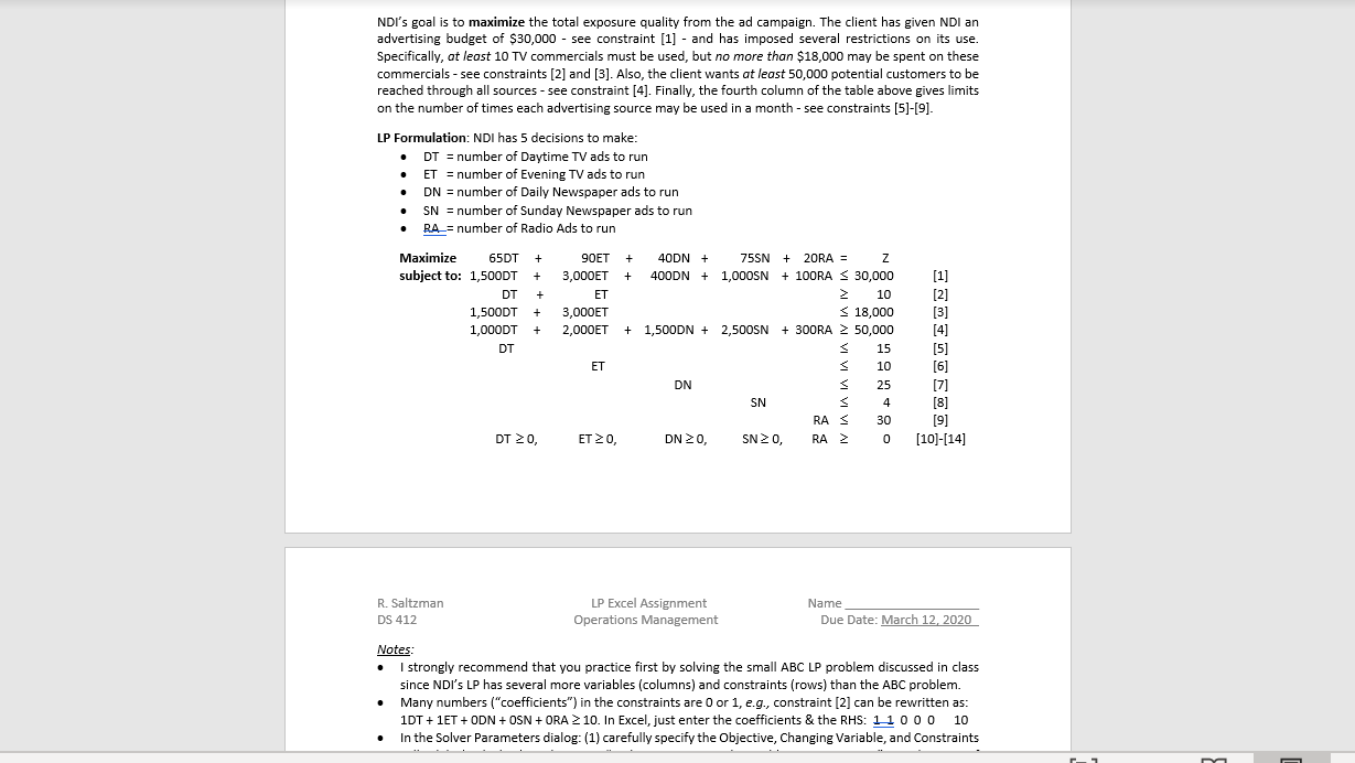 -Please show work on excel. Thanks :) R. Saltzman