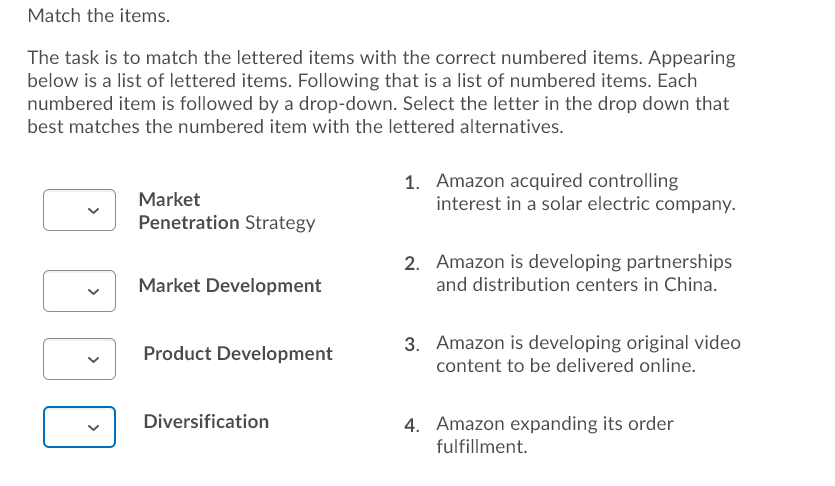 Match the items. The task is to match the