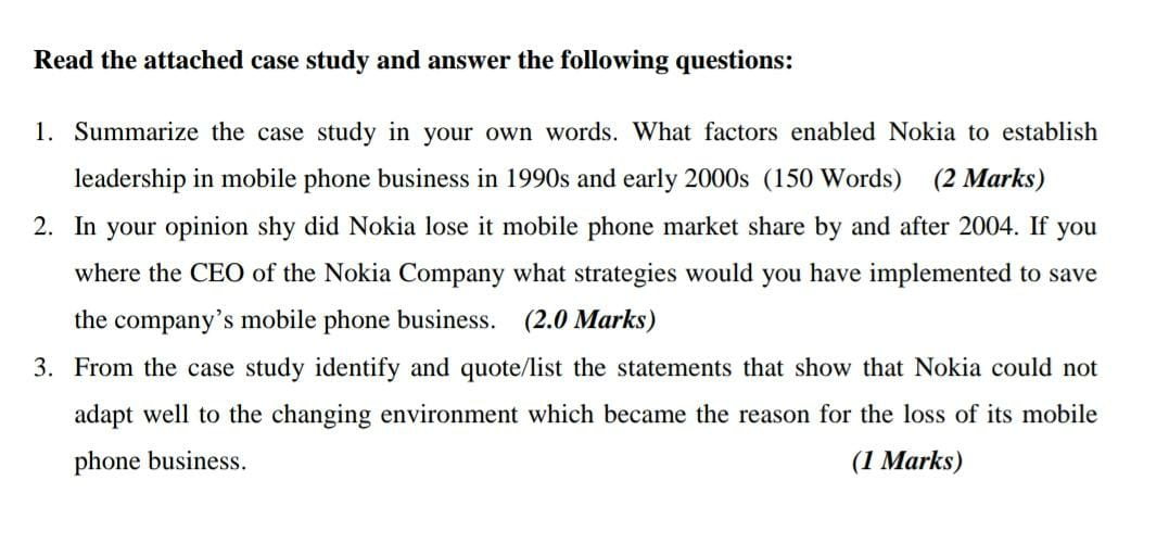 Read the attached case study and answer the