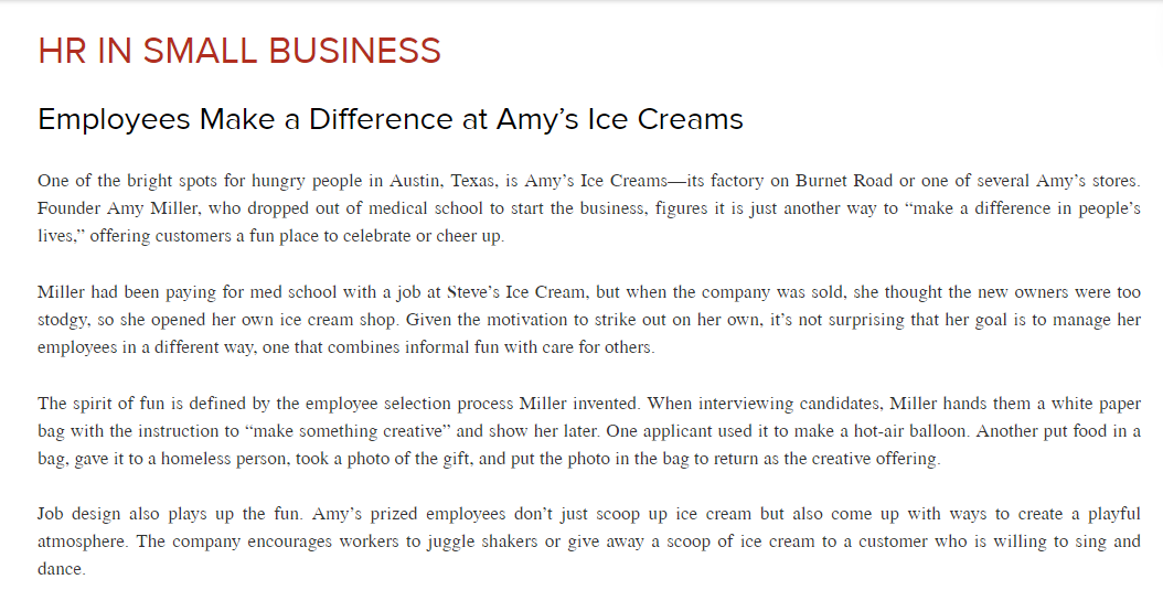 Please read the case Employees Make A Difference