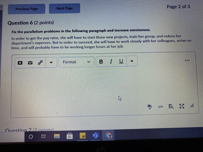Previous Page Next Page Page 2 of 3 Question 6 (2