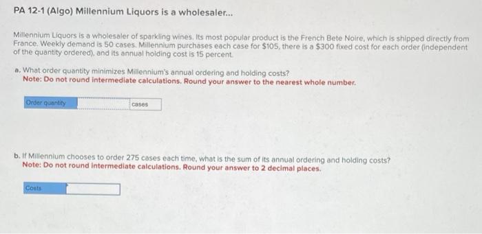 PA 12-1 (Algo) Millennium Liquors is a