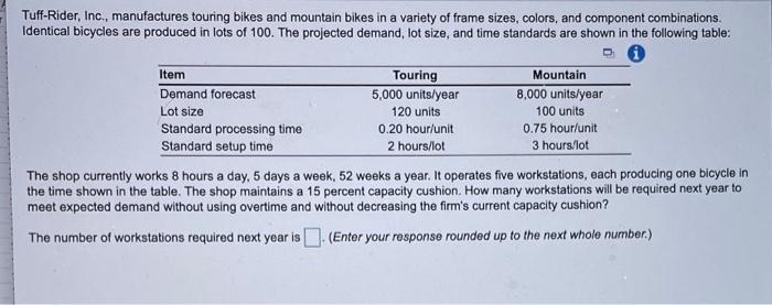 Tuff-Rider, Inc., manufactures touring bikes and