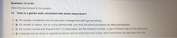 Question 11 of 20 : Select the best anawer for