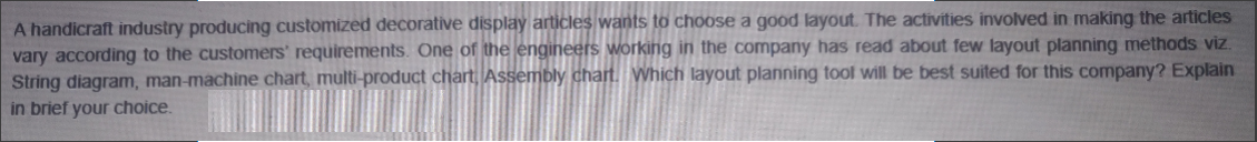 A handicraft industry producing customized