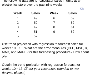 electronics store over the past nine weeks: Use