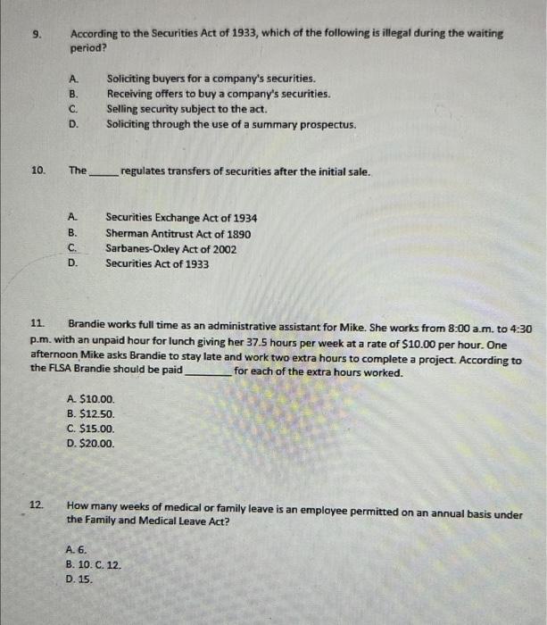 9. According to the Securities Act of 1933, which