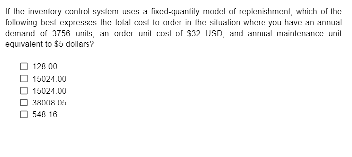 If the inventory control system uses a