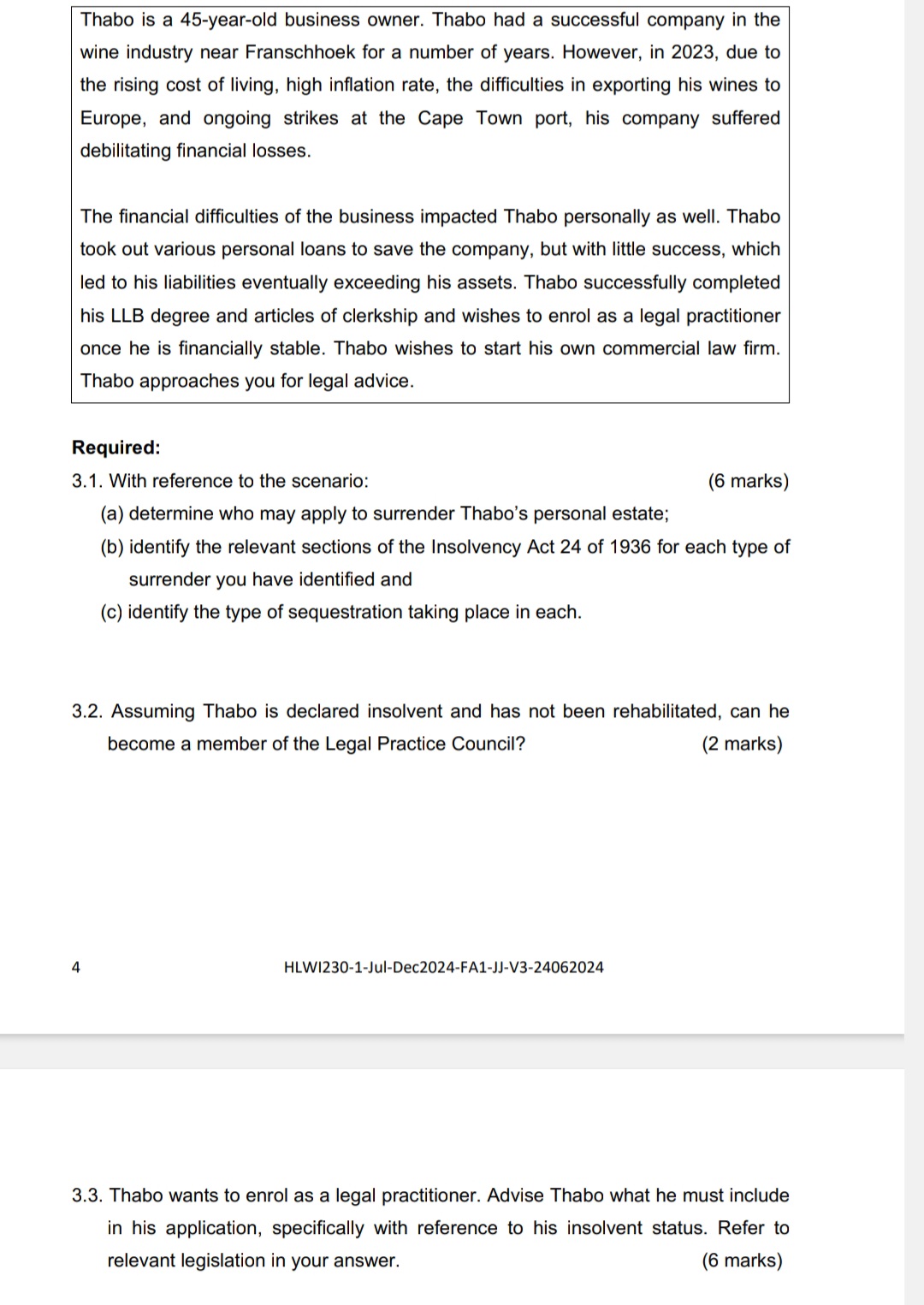 Thabo is a 45-year-old business owner. Thabo had