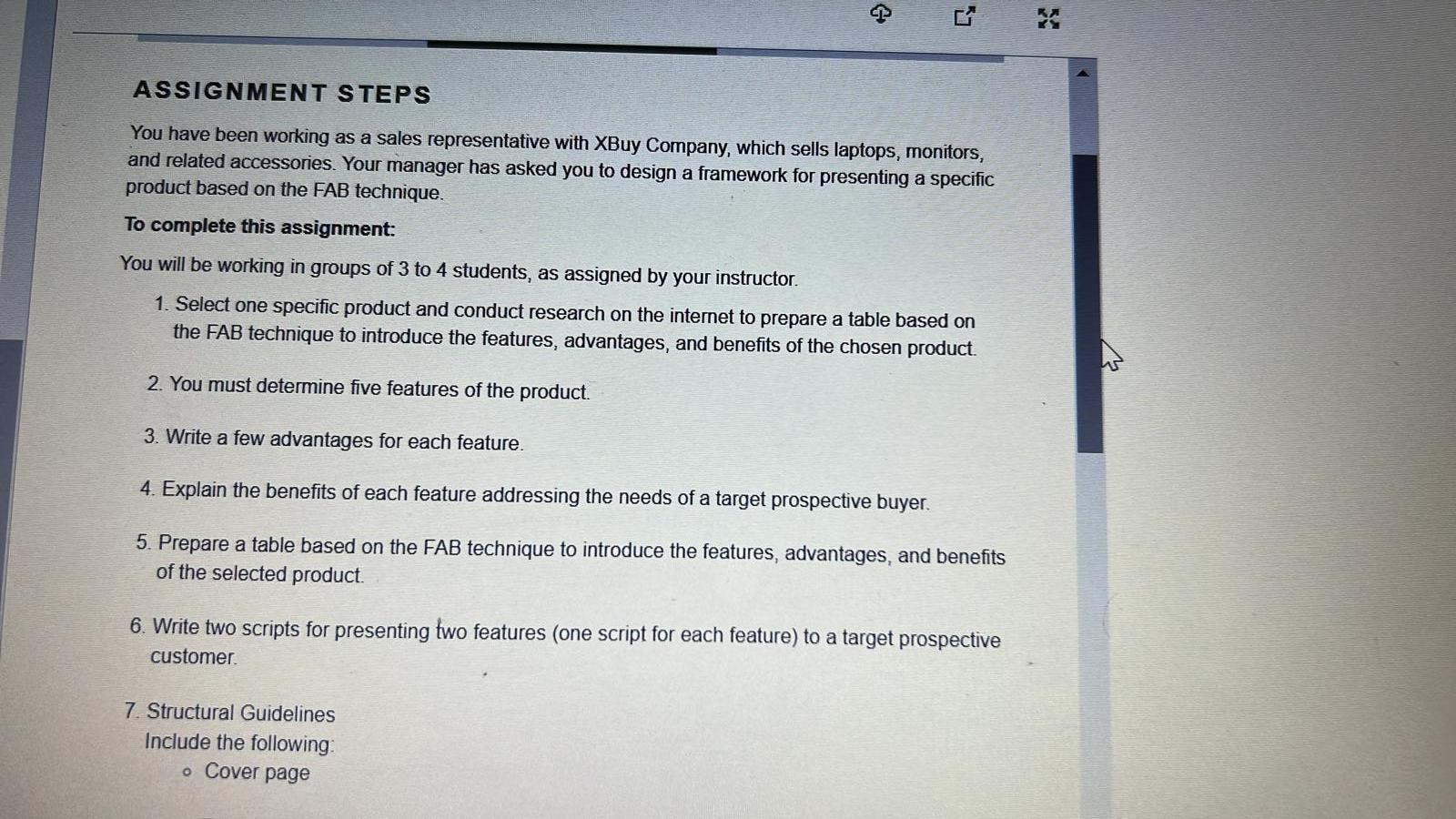 ASSIGNMENT STEPS You have been working as a sales