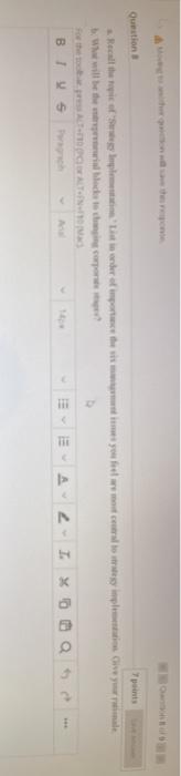 a. Recall the topic of 'Strategy Implementation.