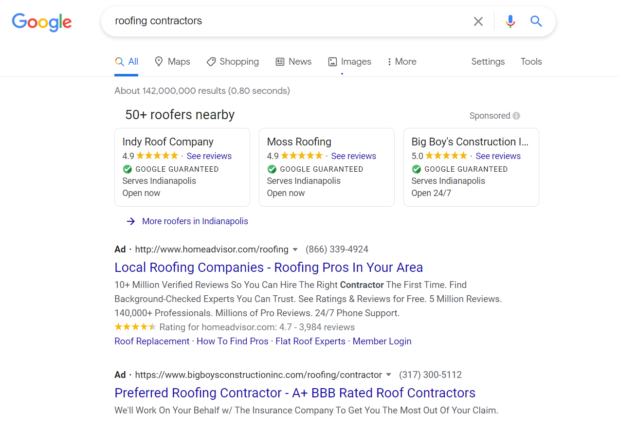 What type of search is represented below? Google