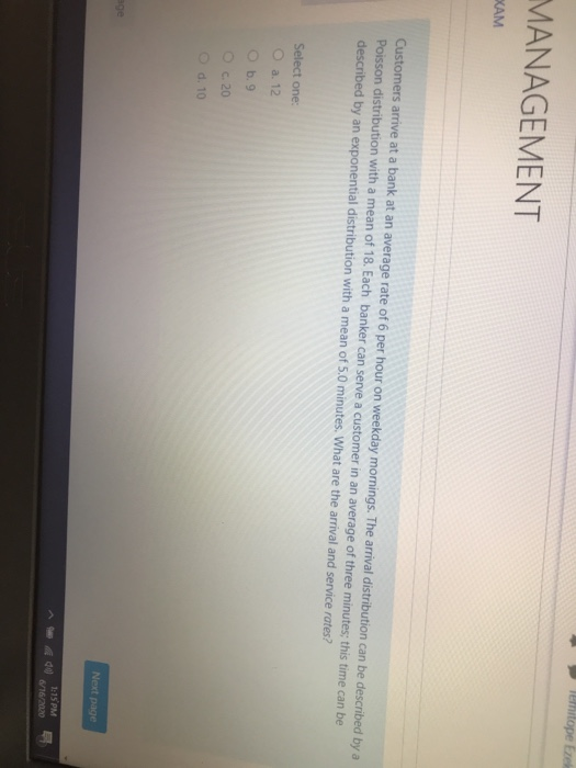 Temitope Eze MANAGEMENT EXAM Customers arrive at