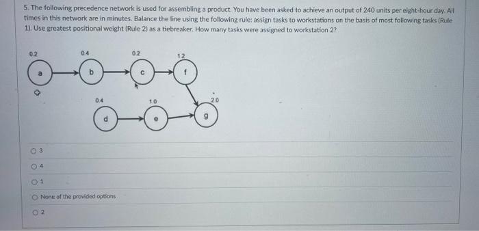5. The following precedence network is used for