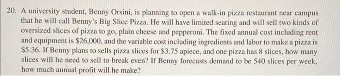 PLEASE SHOW WORK. Please answer question 21 with