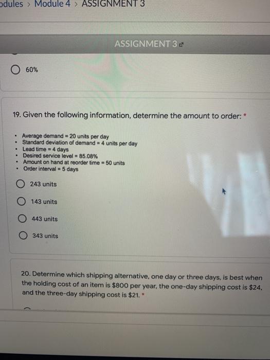 dules Module 4 > ASSIGNMENT 3 ASSIGNMENT 32 60%