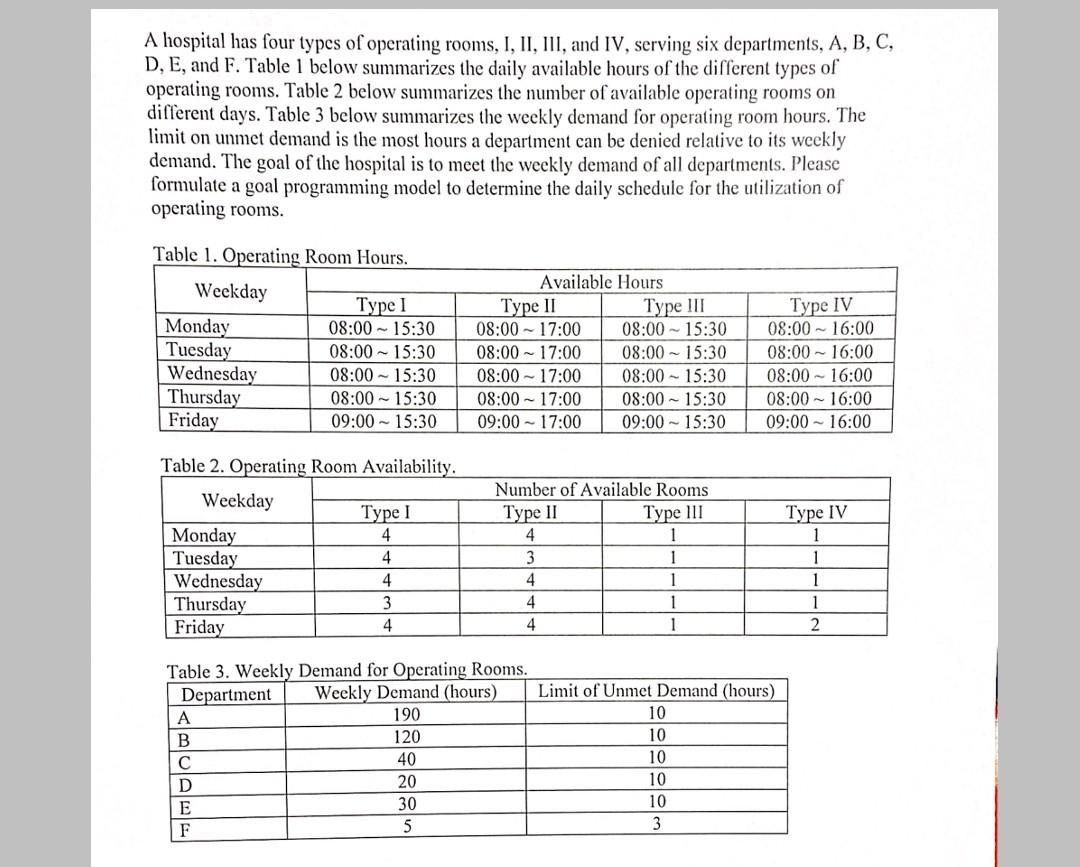 need help with this question A hospital has four