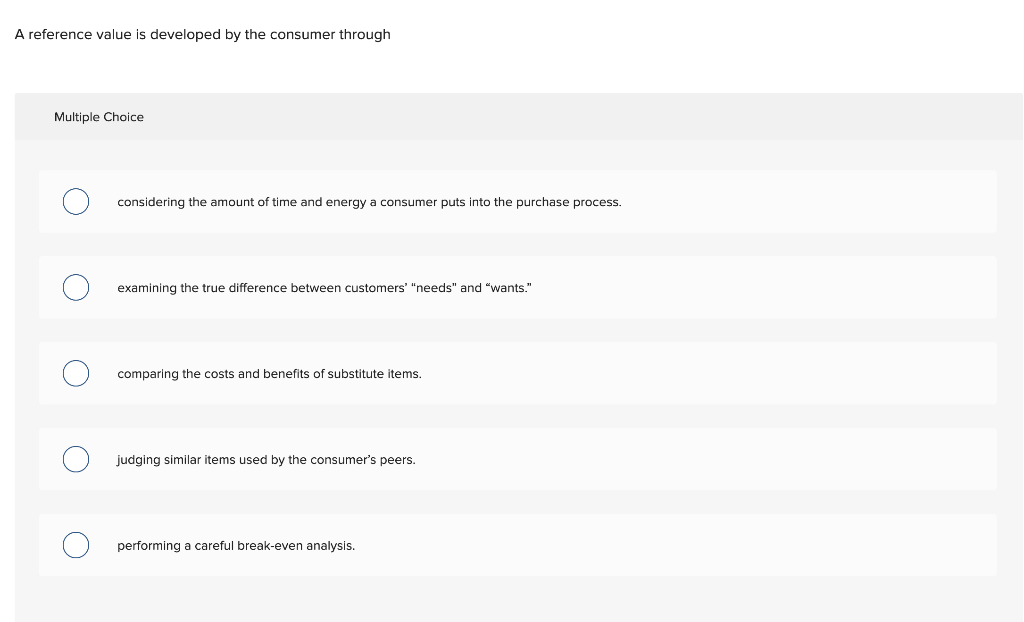 A reference value is developed by the consumer