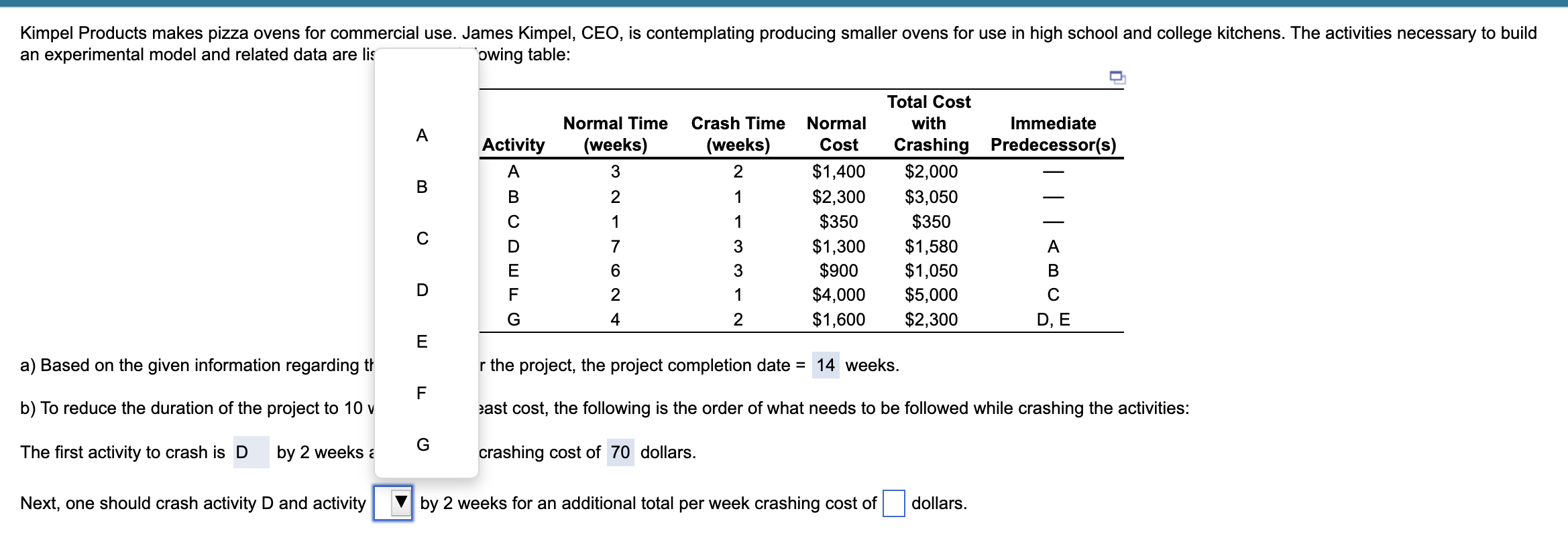 a) Based on the given information regarding th r