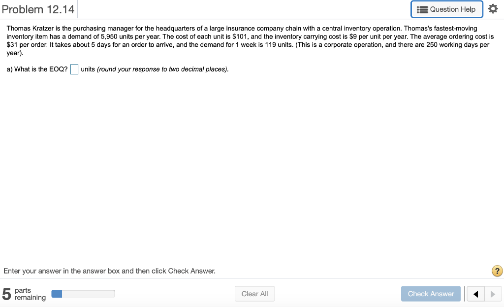 a) What is the EOQ? b) What is the average