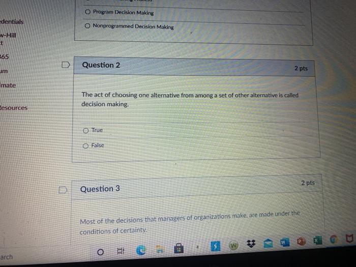 Program Decision Making edentials Nonprogrammed