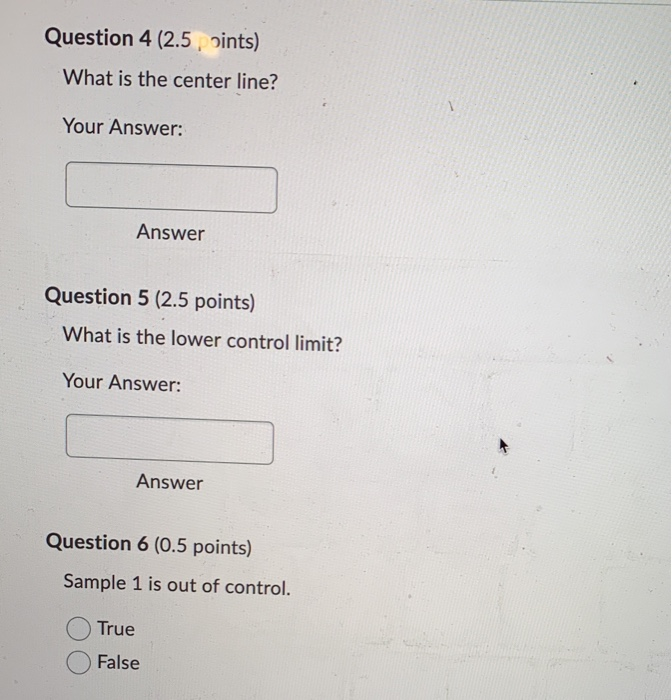 A quality inspector took six samples, each with