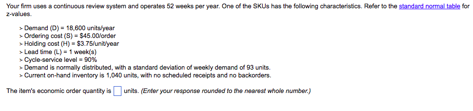 B. Average time between orders is __ weeks. Your