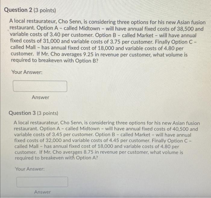 Question help pls Question 2 (3 points) A local