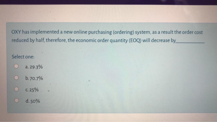 OXY has implemented a new online purchasing