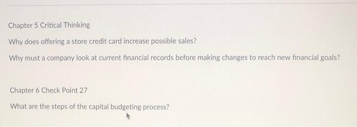 Chapter 5 Critical Thinking Why does offering a