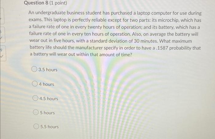 Question 8 (1 point) An undergraduate business
