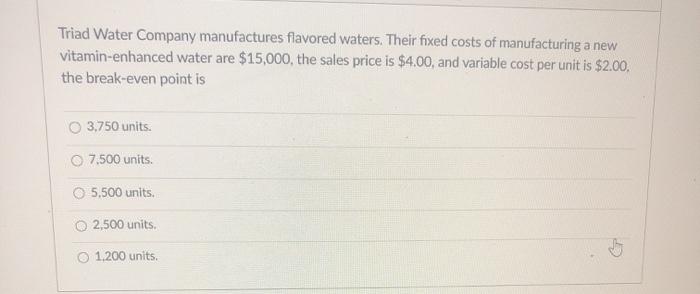 Triad Water Company manufactures flavored waters.