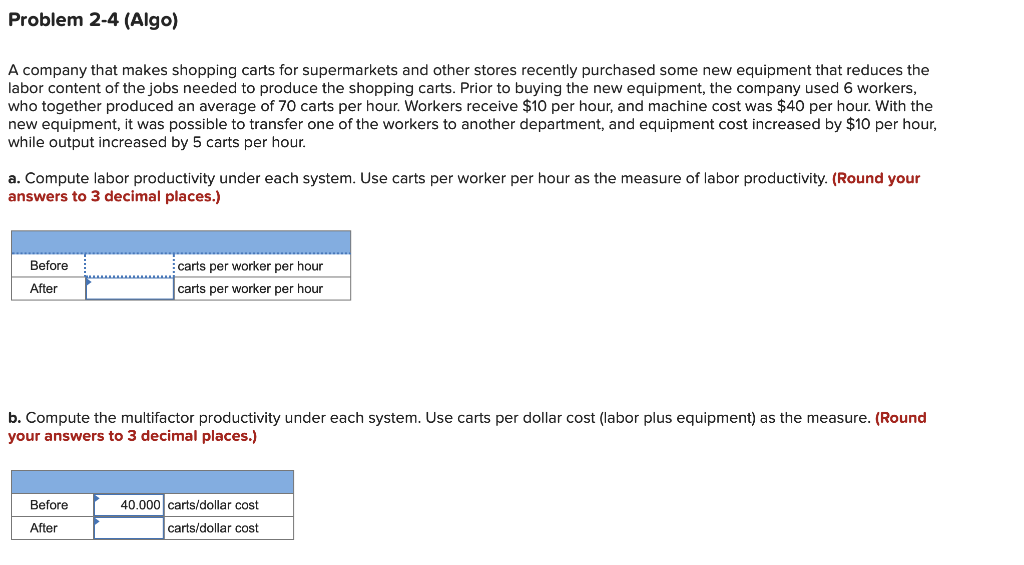 Problem 2-4 (Algo) A company that makes shopping