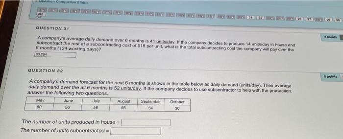 QUESTION 32 points Save Answer A company's demand