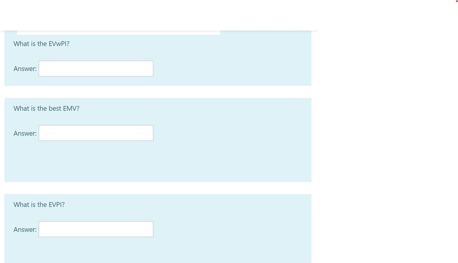 Using the information below to create an Excel