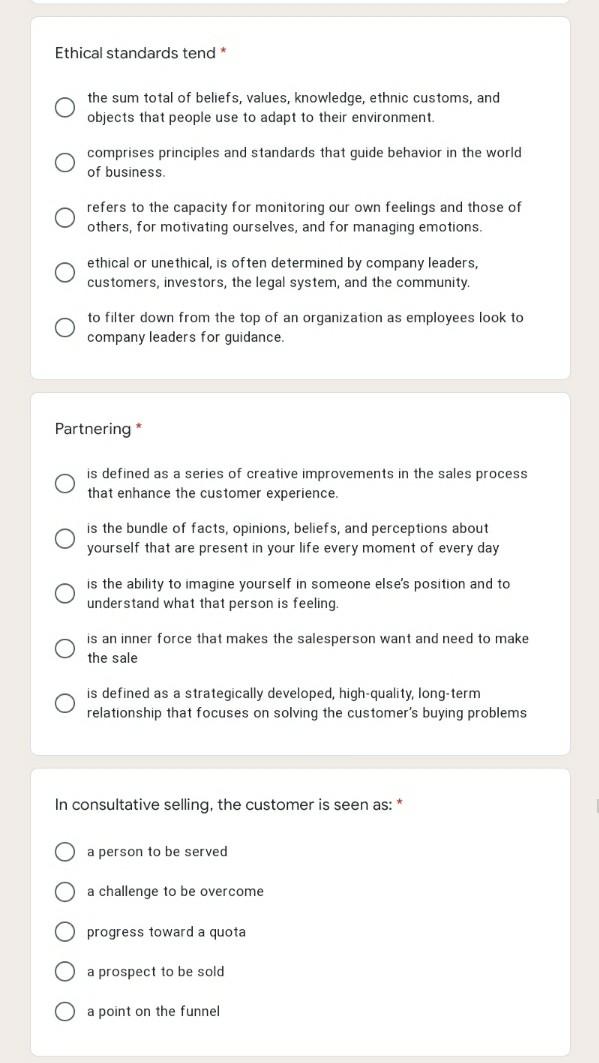 I need it asap Ethical standards tend the sum