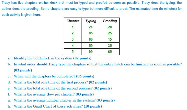 3 4 Tracy has five chapters on her desk that must