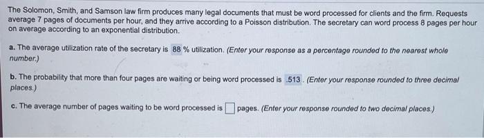 The Solomon, Smith, and Samson law firm produces