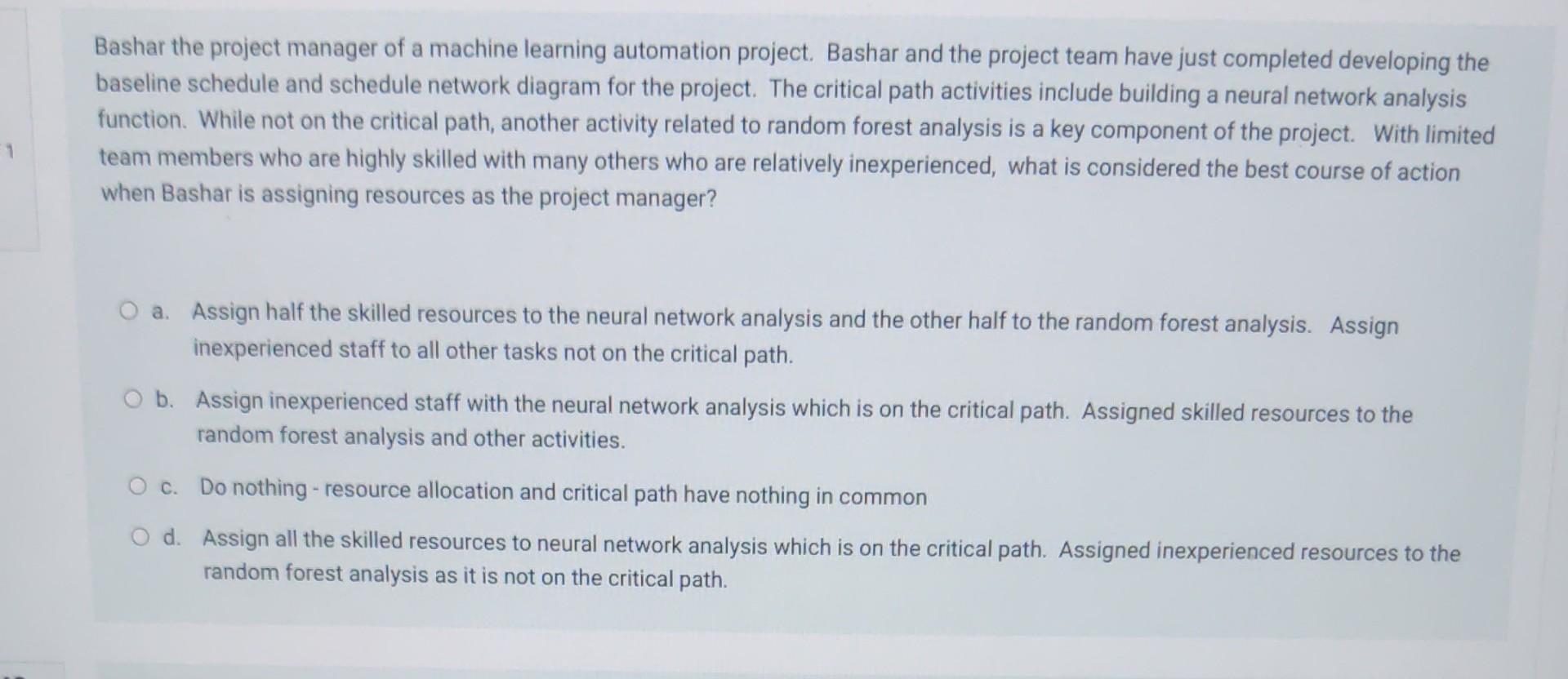 Bashar the project manager of a machine learning