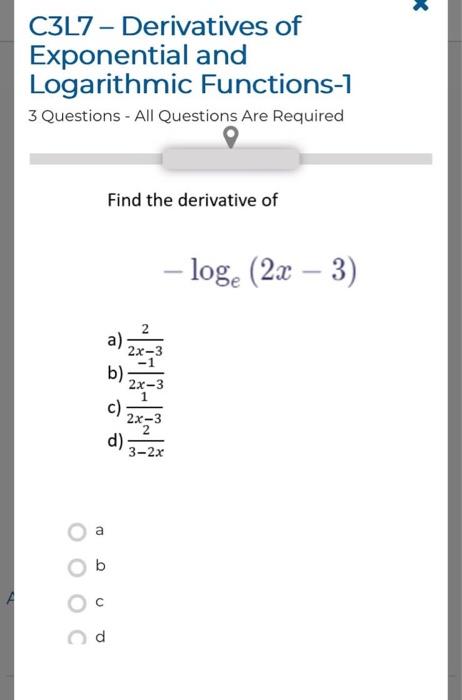 C3L7 - Derivatives of Exponential and Logarithmic