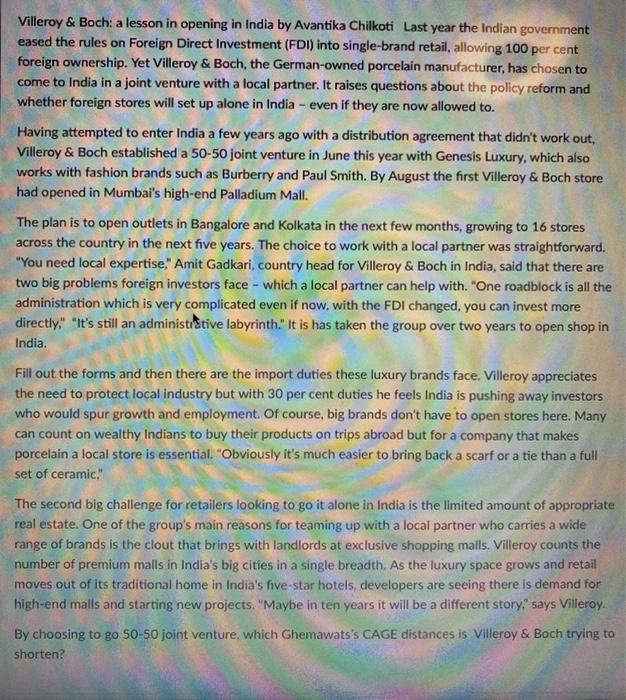 Villeroy & Boch: a lesson in opening in India by