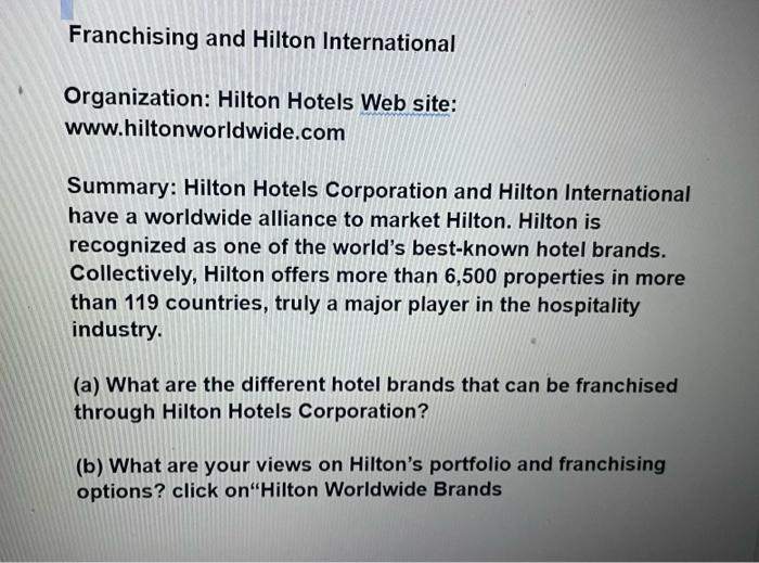 Franchising and Hilton International