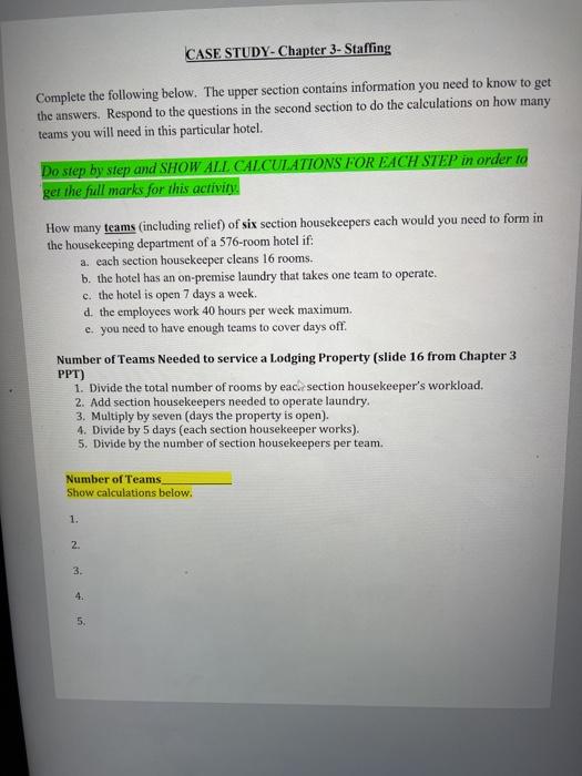 CASE STUDY- Chapter 3- Staffing Complete the