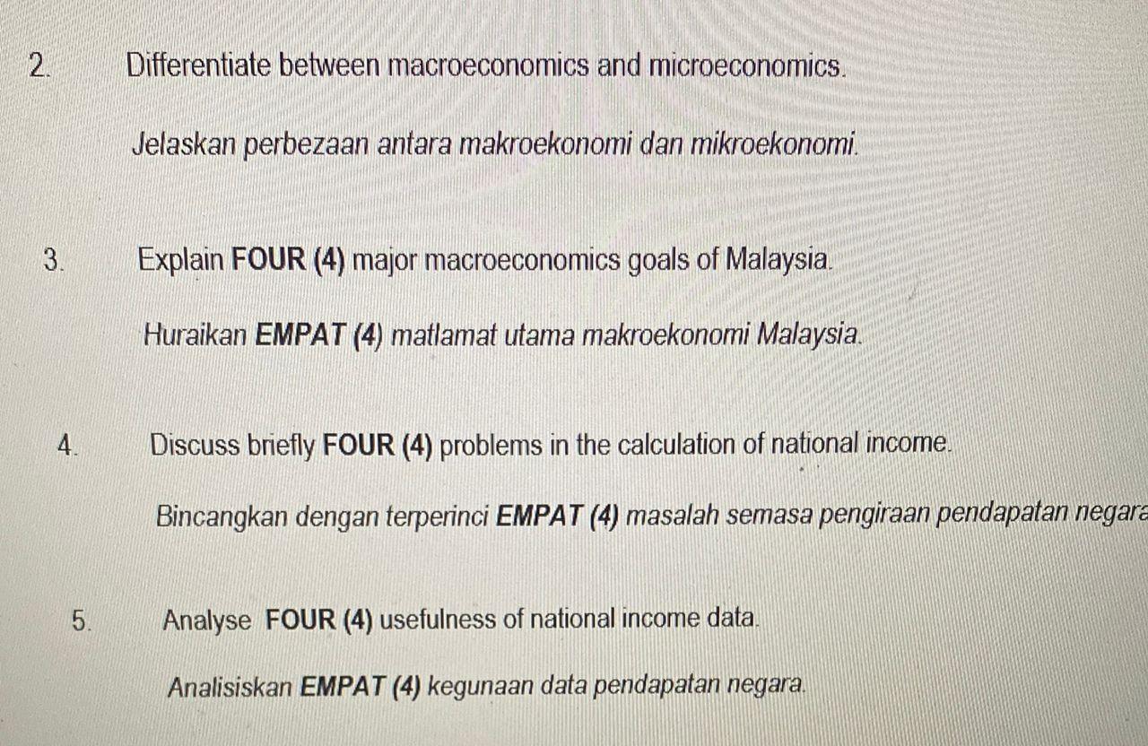 2. Differentiate between macroeconomics and