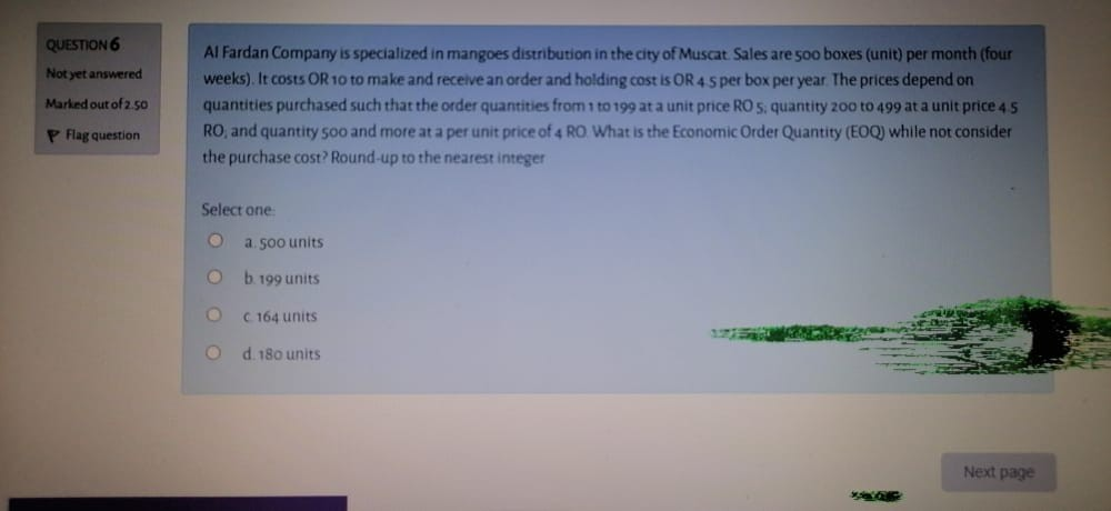 QUESTION 6 Not yet answered Marked out of 2.50 Al