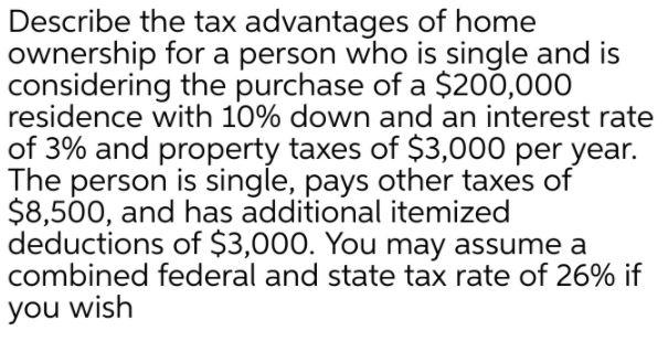 Describe the tax advantages of home ownership for