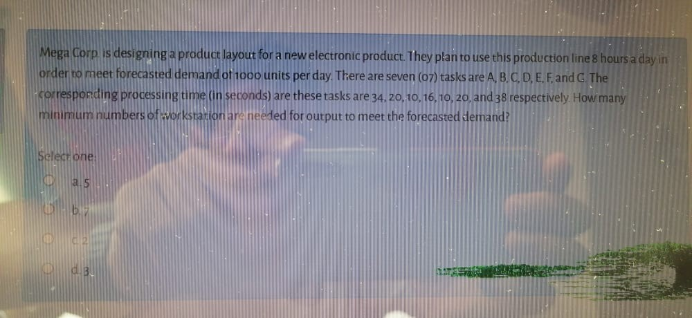 Mega Corp. is designing a product layout for a