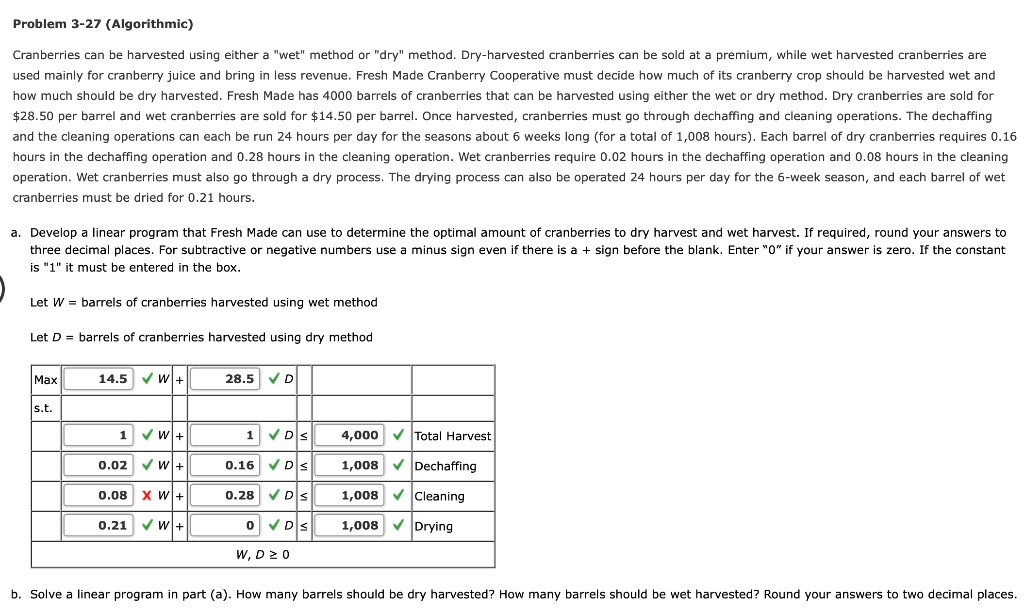 Problem 3-27 (Algorithmic) Cranberries can be