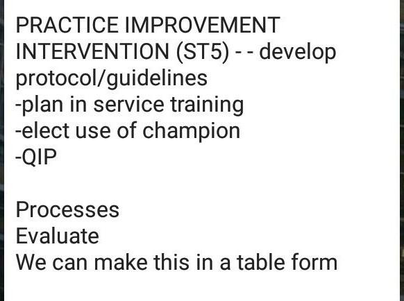 PRACTICE IMPROVEMENT INTERVENTION (ST5) --