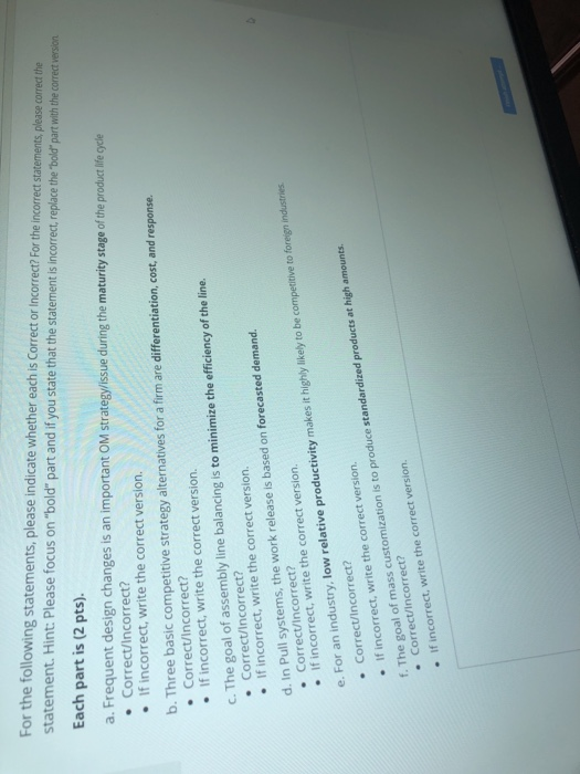 For the following statements, please indicate